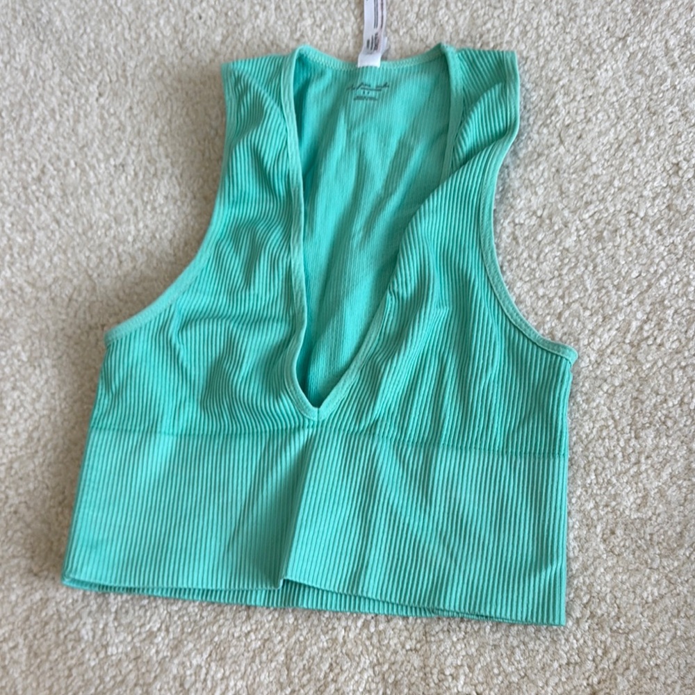 Urban Outfitters Teal Ribbed Crop Top